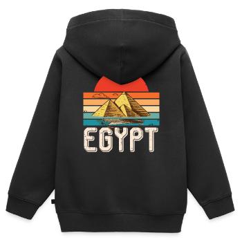 Ägypten Sunrise Gizeh Pyramiden Sphinx Pharao - Kinder Premium Organic Zip Hoodie - Schwarz - Hinten - AI Model Kid Male (0cm)