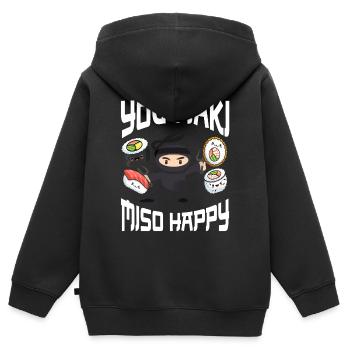 Ninja Ninjutsu Judo Katana Enfants Shuriken Guerrier - Sweat Premium à capuche zippé enfant bio - noir - Dos - AI Model Kid Male (0cm)