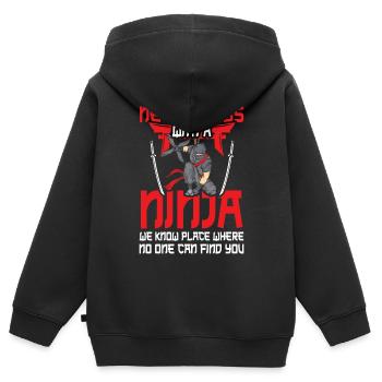 Ninja - Sweat Premium à capuche zippé enfant bio - noir - Dos - AI Model Kid Male (0cm)