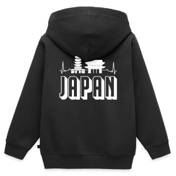 Japon Temple Tokyo Tower Heartbeat Asie - Sweat Premium à capuche zippé enfant bio - noir - Dos - AI Model Kid Male (0cm)