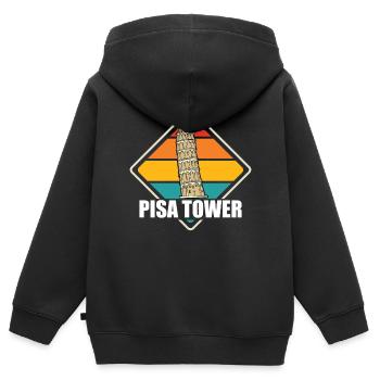 Pise Tour Italie Toscane Rétro Florence - Sweat Premium à capuche zippé enfant bio - noir - Dos - AI Model Kid Male (0cm)