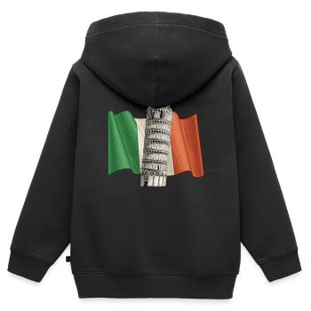 Tour penchée de Pise Italie Drapeau Toscane - Sweat Premium à capuche zippé enfant bio - noir - Dos - AI Model Kid Male (0cm)