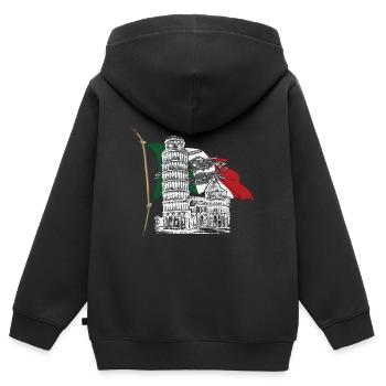 Pise Tour Penchée Italie Toscane Florence - Sweat Premium à capuche zippé enfant bio - noir - Dos - AI Model Kid Male (0cm)