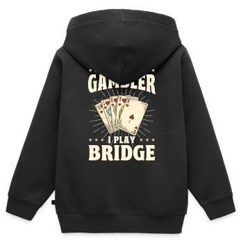 Je ne suis pas un joueur et je joue au bridge - Sweat Premium à capuche zippé enfant bio - noir - Dos - AI Model Kid Male (0cm)