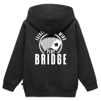 Entraînez le jeu de l’ Bridge - Sweat Premium à capuche zippé enfant bio - noir - Dos - AI Model Kid Male (0cm)