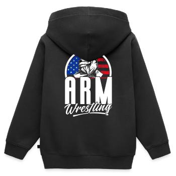 Armdrücken Armdrücken - Kinder Premium Organic Zip Hoodie - Schwarz - Hinten - AI Model Kid Male (0cm)