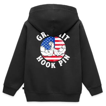 Grip Hit Hook Pin Arm Press - Sweat Premium à capuche zippé enfant bio - noir - Dos - AI Model Kid Male (0cm)