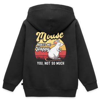 Souris Souris Cadeau Rat Rongeur Souris Souris Lousemaus - Sweat Premium à capuche zippé enfant bio - noir - Dos - AI Model Kid Male (0cm)