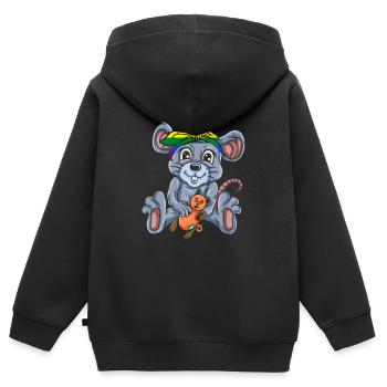 Maus Geschenk Mäuschen Kinder Herren Mouse Rat - Kinder Premium Organic Zip Hoodie - Schwarz - Hinten - AI Model Kid Male (0cm)