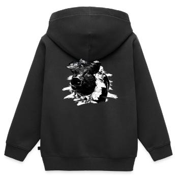 Pig Tshirt Enfants Femmes Porcelet Porcelet - Sweat Premium à capuche zippé enfant bio - noir - Dos - AI Model Kid Male (0cm)