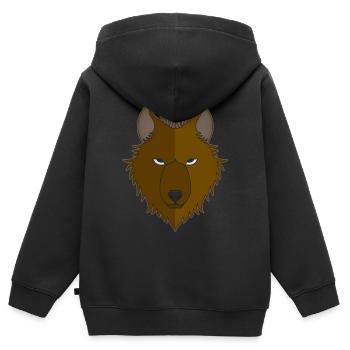Wolfskopf wildes Tier Motiv Wolfsmotiv Aufdruck - Kinder Premium Organic Zip Hoodie - Schwarz - Hinten - AI Model Kid Male (0cm)