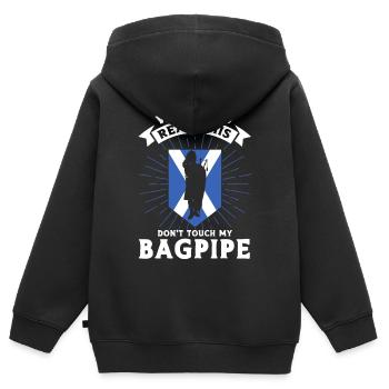 Rühr meinen Dudelsack nicht an - Kinder Premium Organic Zip Hoodie - Schwarz - Hinten - AI Model Kid Male (0cm)