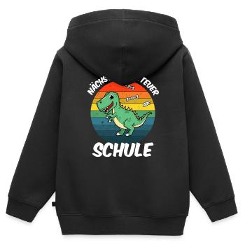 Einschulung 2026 mit Dino Motiv - Kinder Premium Organic Zip Hoodie - Schwarz - Hinten - AI Model Kid Male (0cm)