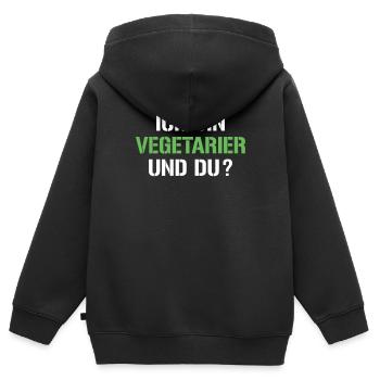 Vegetarier Spruch - Kinder Premium Organic Zip Hoodie - Schwarz - Hinten - AI Model Kid Male (0cm)