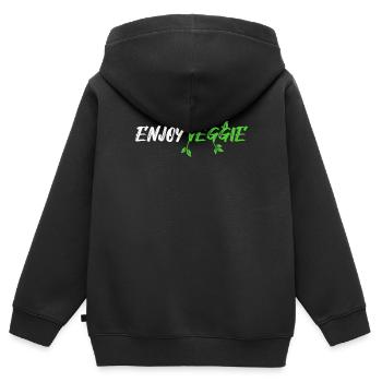 savourez les légumes - Sweat Premium à capuche zippé enfant bio - noir - Dos - AI Model Kid Male (0cm)