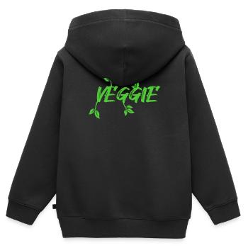 Vegan Veggie - Kinder Premium Organic Zip Hoodie - Schwarz - Hinten - AI Model Kid Male (0cm)