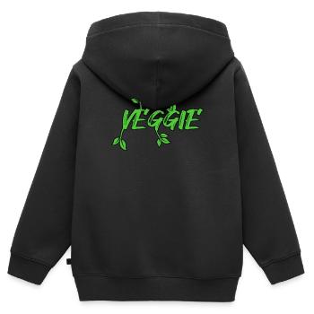 Vegan Veggie - Kinder Premium Organic Zip Hoodie - Schwarz - Hinten - AI Model Kid Male (0cm)