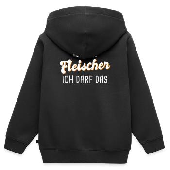 Fleischer - Kinder Premium Organic Zip Hoodie - Schwarz - Hinten - AI Model Kid Male (0cm)