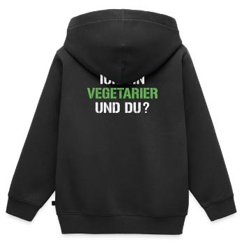 Vegetarier Spruch - Kinder Premium Organic Zip Hoodie - Schwarz - Hinten - AI Model Kid Male (0cm)