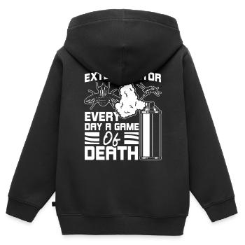 Combattants de vermine Chaque jour un jeu de mort - Sweat Premium à capuche zippé enfant bio - noir - Dos - AI Model Kid Male (0cm)