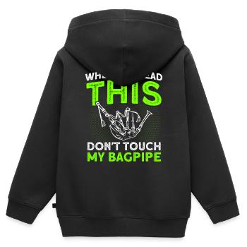 Rühr meinen Dudelsack nicht an - Kinder Premium Organic Zip Hoodie - Schwarz - Hinten - AI Model Kid Male (0cm)