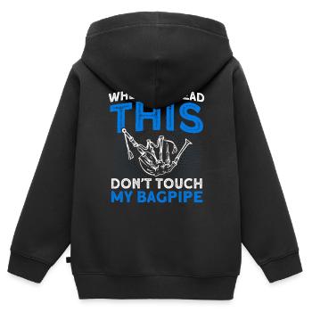 Rühr meinen Dudelsack nicht an - Kinder Premium Organic Zip Hoodie - Schwarz - Hinten - AI Model Kid Male (0cm)