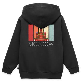 Cathédrale de Moscou Basile Russie Rétro - Sweat Premium à capuche zippé enfant bio - noir - Dos - AI Model Kid Male (0cm)