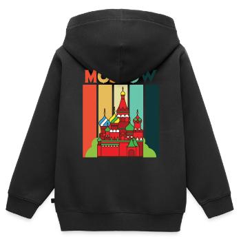 Cathédrale rétro de Moscou Russie - Sweat Premium à capuche zippé enfant bio - noir - Dos - AI Model Kid Male (0cm)
