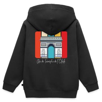 Paris Arc de Triumphe Frankreich Triumphbogen - Kinder Premium Organic Zip Hoodie - Schwarz - Hinten - AI Model Kid Male (0cm)
