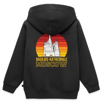 Cathédrale Saint-Basile Moscou Christ Russie - Sweat Premium à capuche zippé enfant bio - noir - Dos - AI Model Kid Male (0cm)
