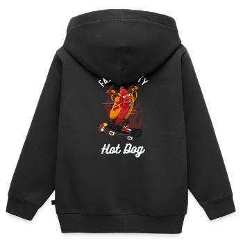 Schnell & Lecker Hotdog Lustige Skater Wurst - Kinder Premium Organic Zip Hoodie - Schwarz - Hinten - AI Model Kid Male (0cm)