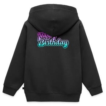 happy birthday - Kinder Premium Organic Zip Hoodie - Schwarz - Hinten - AI Model Kid Male (0cm)