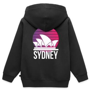 Sydney Australien Wahrzeichen Opernhaus - Kinder Premium Organic Zip Hoodie - Schwarz - Hinten - AI Model Kid Male (0cm)