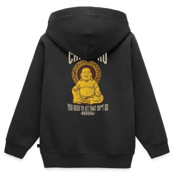 Buddha Chill Bro Meditation Stress Reduction - Kids Premium Organic Zip-up Hoodie - black - Back - AI Model Kid Male (0cm)