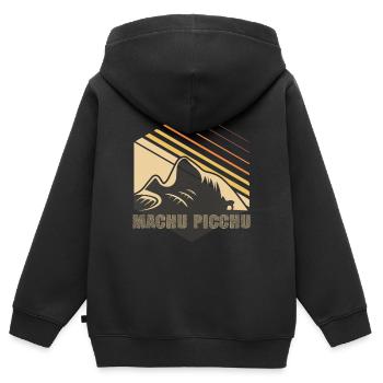 Machu Picchu Andes Pérou Vallée Inca - Sweat Premium à capuche zippé enfant bio - noir - Dos - AI Model Kid Male (0cm)