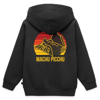 Machu Picchu Berg Peru Inka Weg - Kinder Premium Organic Zip Hoodie - Schwarz - Hinten - AI Model Kid Male (0cm)