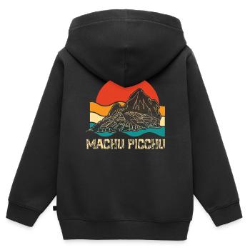 Machu Picchu Ruinenstadt Peru Inka Berg - Kinder Premium Organic Zip Hoodie - Schwarz - Hinten - AI Model Kid Male (0cm)