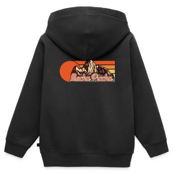 Machu Picchu Berg Ruine Inka Peru Südamerika - Kinder Premium Organic Zip Hoodie - Schwarz - Hinten - AI Model Kid Male (0cm)