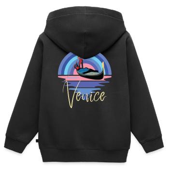 Venedig Gondel Canal Grande Norditalien - Kinder Premium Organic Zip Hoodie - Schwarz - Hinten - AI Model Kid Male (0cm)