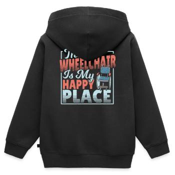 Querschnittsgelähmtes Design Für Einen - Kinder Premium Organic Zip Hoodie - Schwarz - Hinten - AI Model Kid Male (0cm)