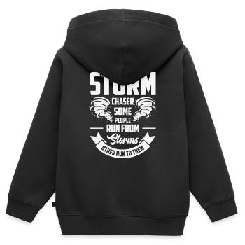 Storm Hunter Tornados Storm Chaser Cadeau - Sweat Premium à capuche zippé enfant bio - noir - Dos - AI Model Kid Male (0cm)