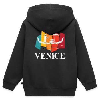 Venedig Retro Canal Grande Italien Romantik - Kinder Premium Organic Zip Hoodie - Schwarz - Hinten - AI Model Kid Male (0cm)