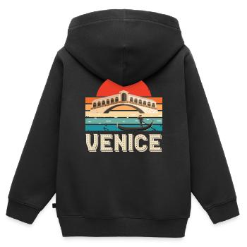 Venedig Canal Grande Gondel Norditalien - Kinder Premium Organic Zip Hoodie - Schwarz - Hinten - AI Model Kid Male (0cm)