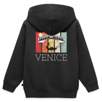 Italien Venedig Brücke Canal Grande Gondel - Kinder Premium Organic Zip Hoodie - Schwarz - Hinten - AI Model Kid Male (0cm)