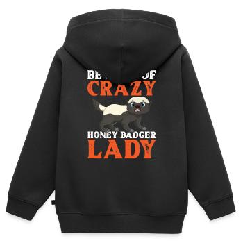 Drôle de blaireau de miel - Sweat Premium à capuche zippé enfant bio - noir - Dos - AI Model Kid Male (0cm)