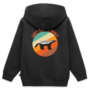 Drôle de blaireau de miel - Sweat Premium à capuche zippé enfant bio - noir - Dos - AI Model Kid Male (0cm)