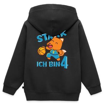 4. Geburtstag Stark Ich bin 4 Fuchs Basketballer - Kinder Premium Organic Zip Hoodie - Schwarz - Hinten - AI Model Kid Male (0cm)