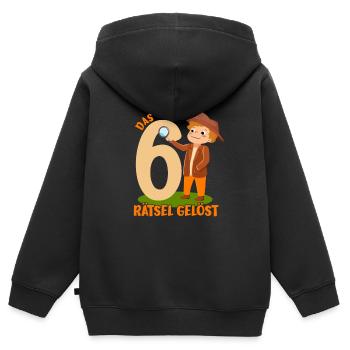 Little Detective 6th Birthday Boy Gift - Kids Premium Organic Zip-up Hoodie - black - Back - AI Model Kid Male (0cm)