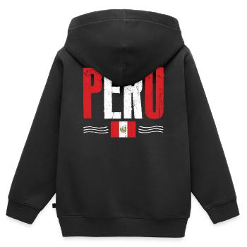Peru Fan, Südamerika - Kinder Premium Organic Zip Hoodie - Schwarz - Hinten - AI Model Kid Male (0cm)