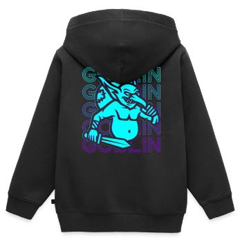 Kobold Hobgoblin Retro - Kinder Premium Organic Zip Hoodie - Schwarz - Hinten - AI Model Kid Male (0cm)